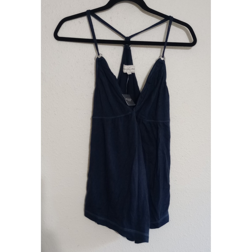 Abercrombie & Fitch Navy Blue V-Neck Knot Front Racerback Cami Tank Top NWT
